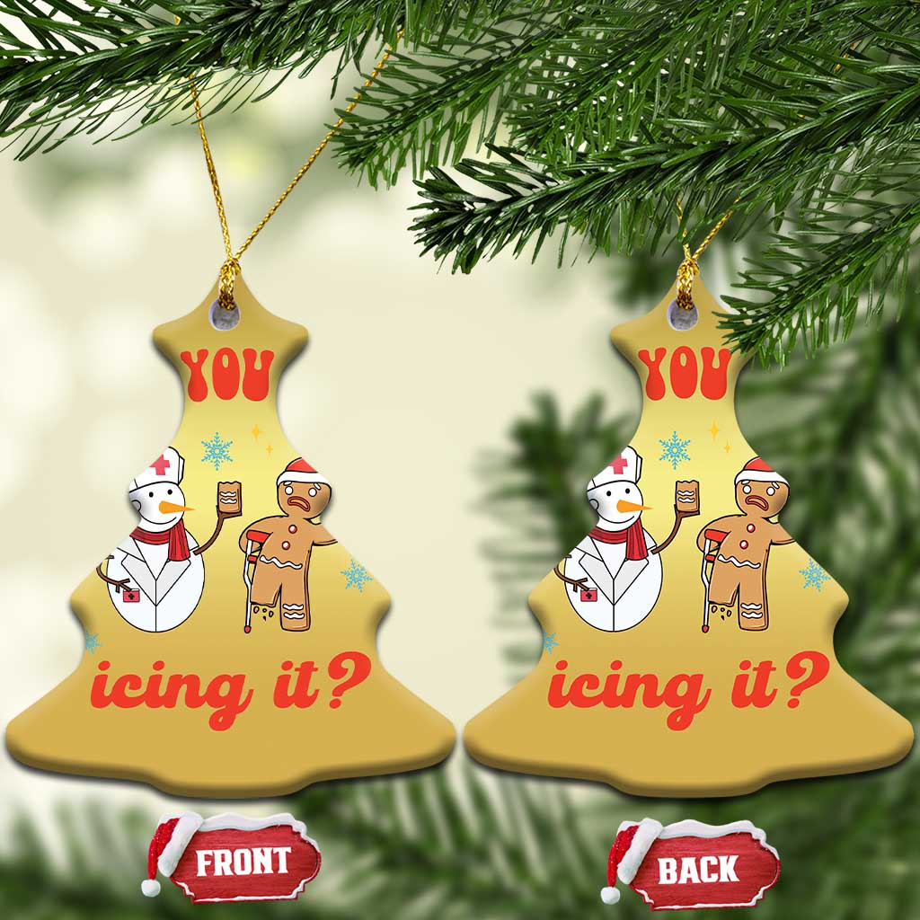 Funny Xmas Nurse Christmas Ornament Did You Try Icing It? Snowman Nurse Snap Gingerbread TS09