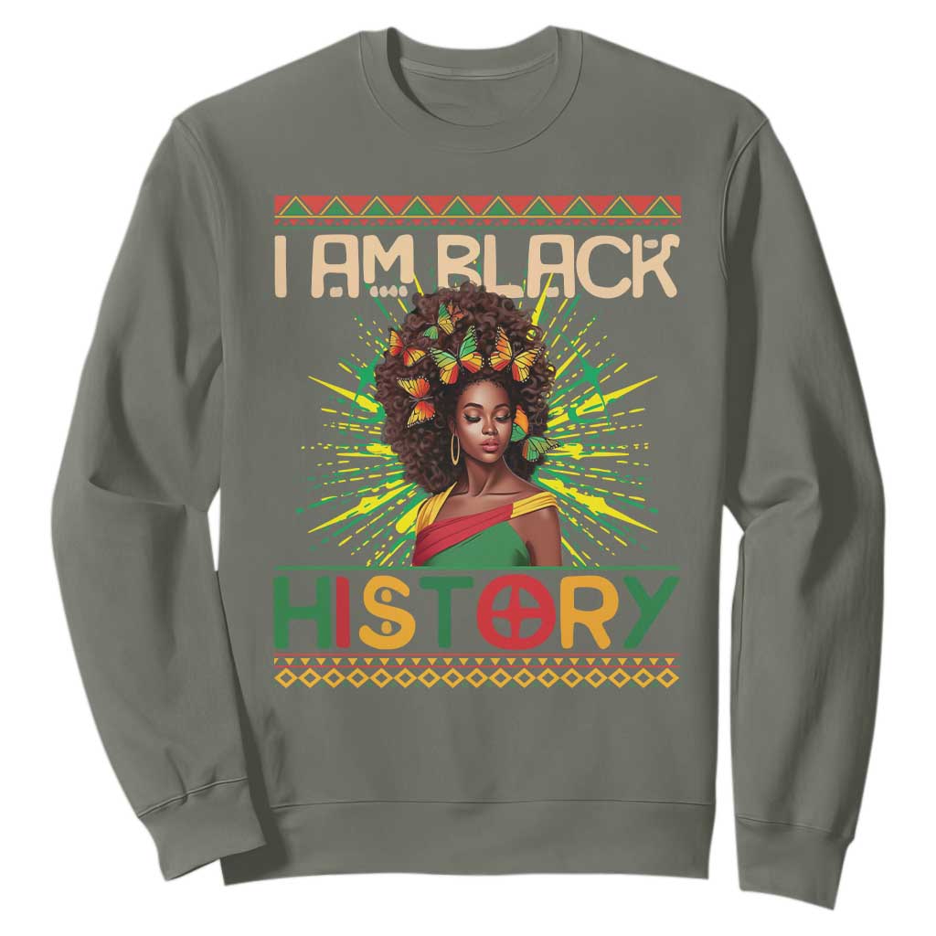 I Am Black History Sweatshirt African American Women Pretty Butterfly TS09