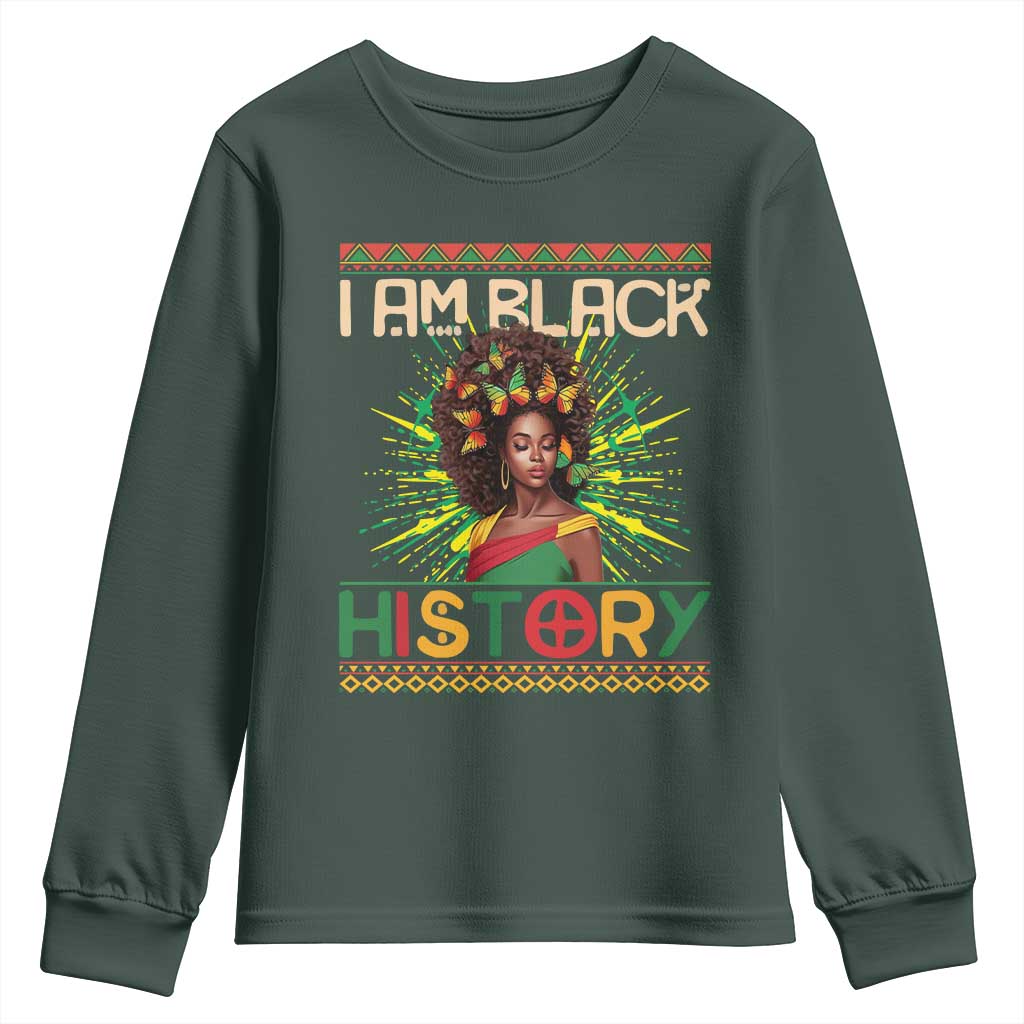 I Am Black History Youth Sweatshirt African American Women Pretty Butterfly TS09