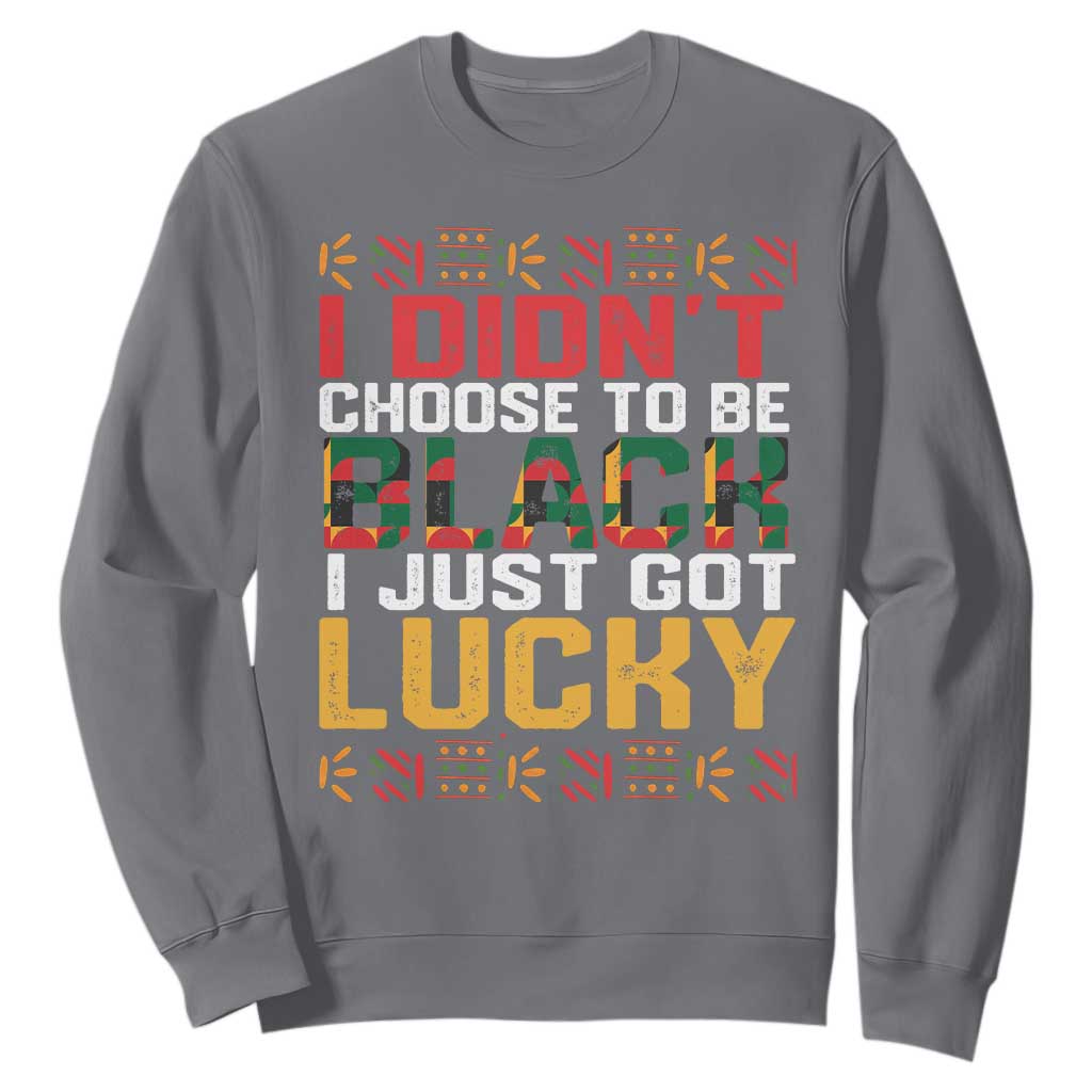 Black Pride Sweatshirt I Didn't Choose To Be Black I Just Got Lucky Black History Month TS09
