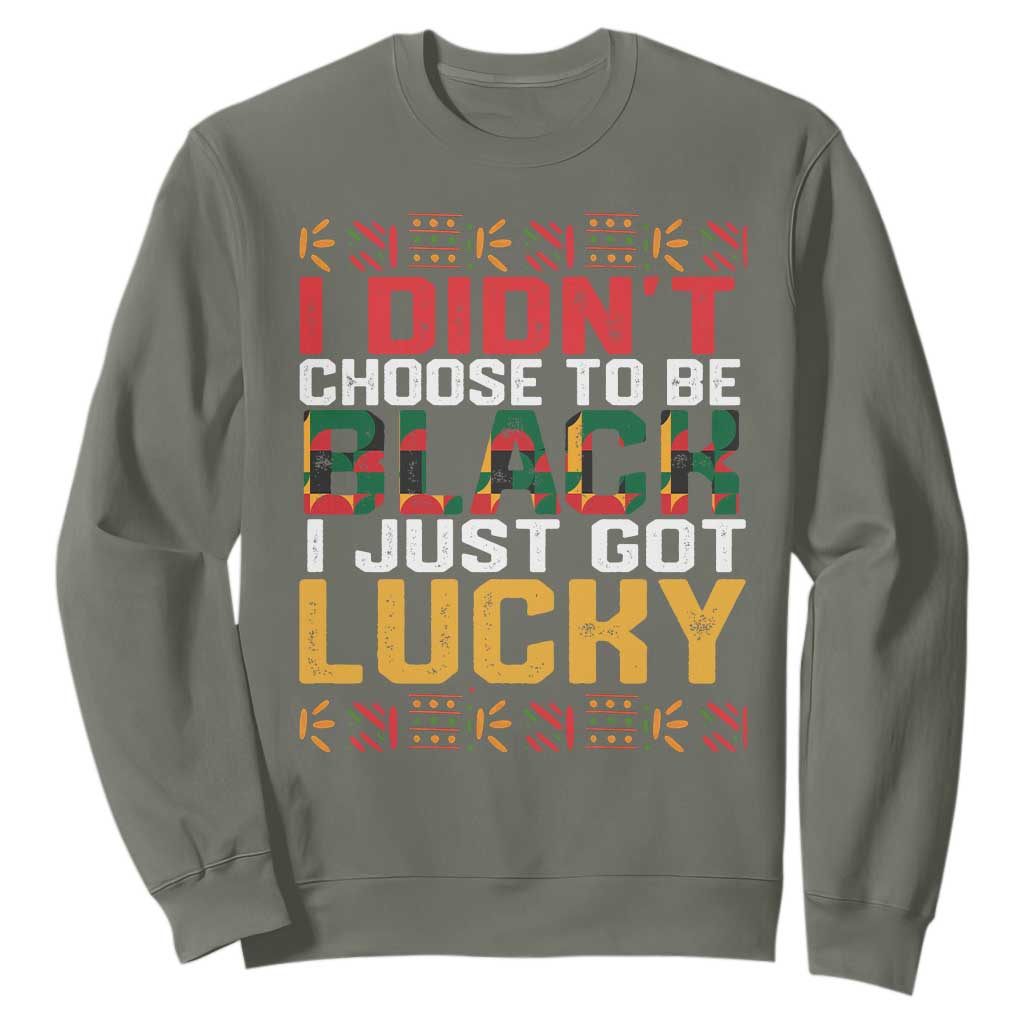 Black Pride Sweatshirt I Didn't Choose To Be Black I Just Got Lucky Black History Month TS09