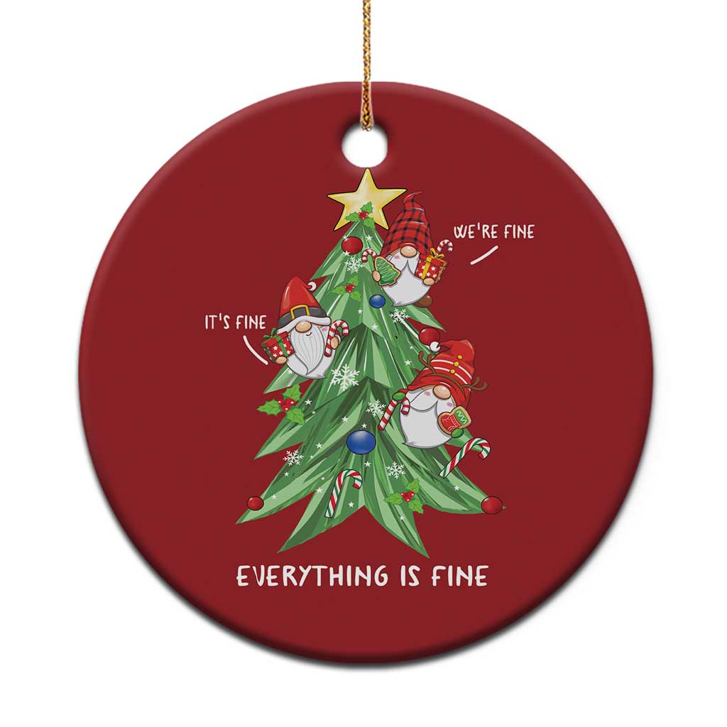 Funny Xmas Gnomies It's Fine We're Fine Everything's Fine Christmas Ornament TS09