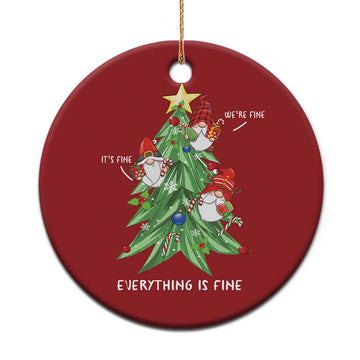 Funny Xmas Gnomies It's Fine We're Fine Everything's Fine Christmas Ornament TS09