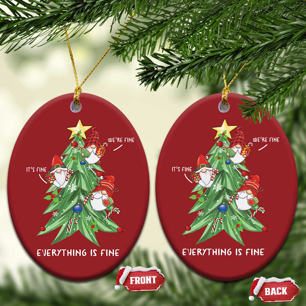 Funny Xmas Gnomies It's Fine We're Fine Everything's Fine Christmas Ornament TS09