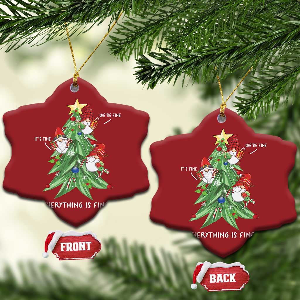 Funny Xmas Gnomies It's Fine We're Fine Everything's Fine Christmas Ornament TS09
