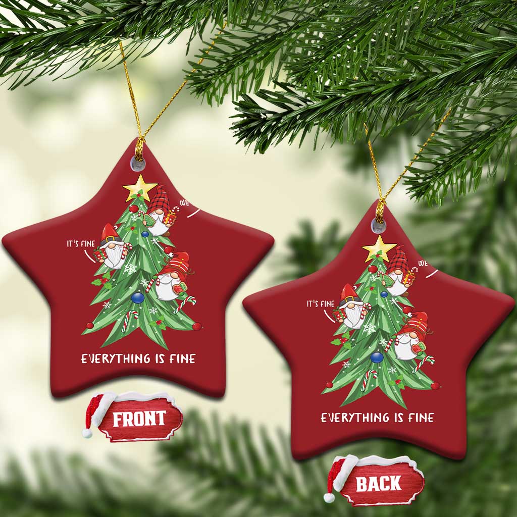 Funny Xmas Gnomies It's Fine We're Fine Everything's Fine Christmas Ornament TS09