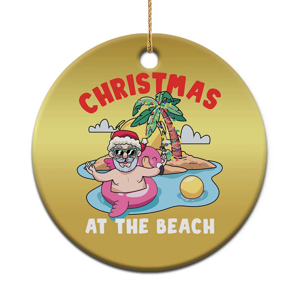Christmas At The Beach Christmas Ornament Funny Santa Claus Flamingo Float Chilling TS09