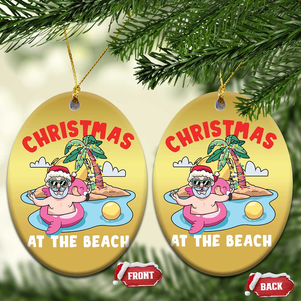 Christmas At The Beach Christmas Ornament Funny Santa Claus Flamingo Float Chilling TS09