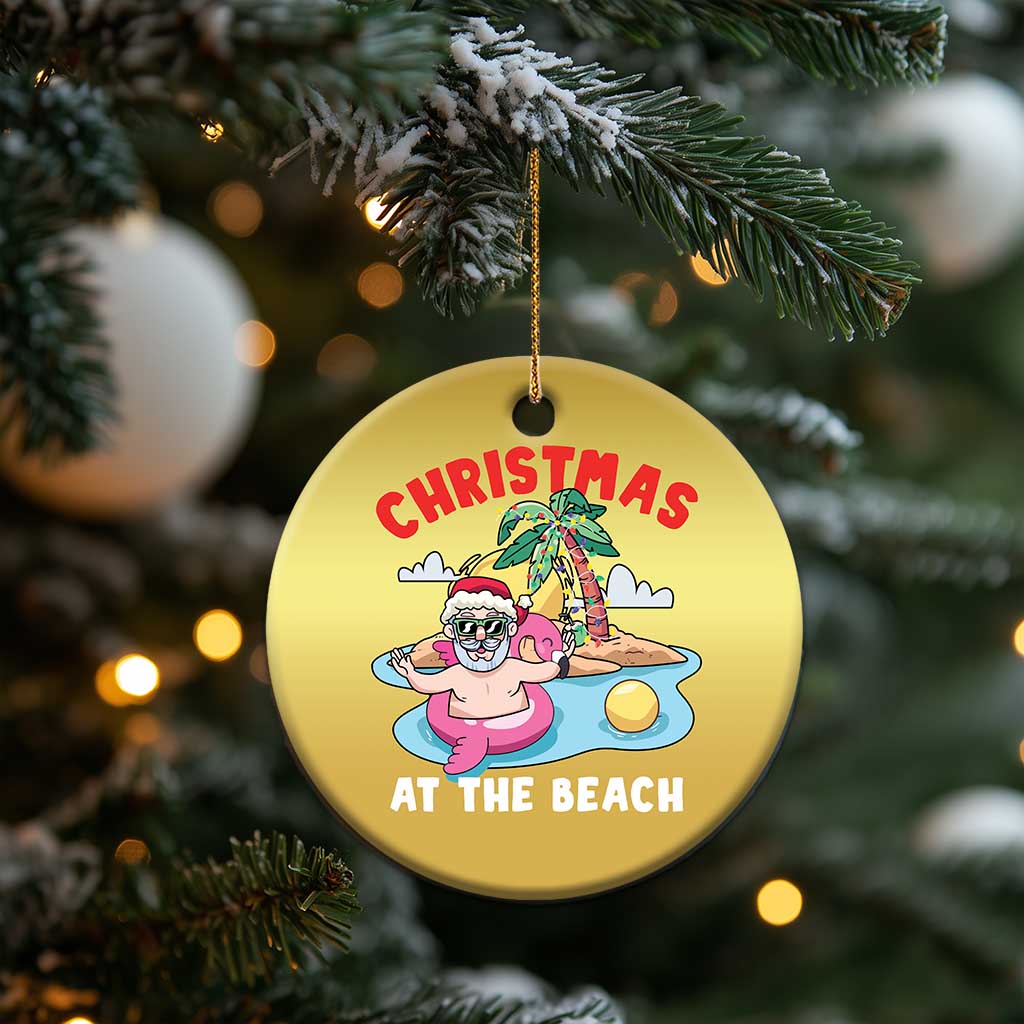 Christmas At The Beach Christmas Ornament Funny Santa Claus Flamingo Float Chilling TS09