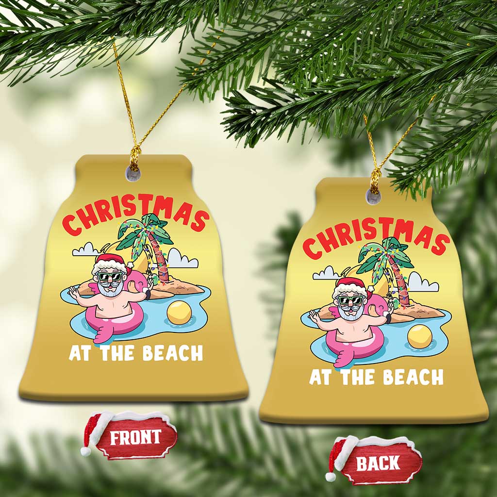 Christmas At The Beach Christmas Ornament Funny Santa Claus Flamingo Float Chilling TS09
