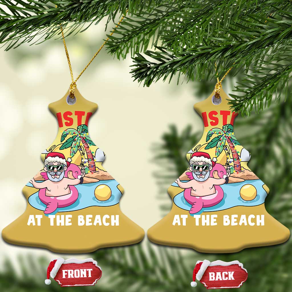 Christmas At The Beach Christmas Ornament Funny Santa Claus Flamingo Float Chilling TS09