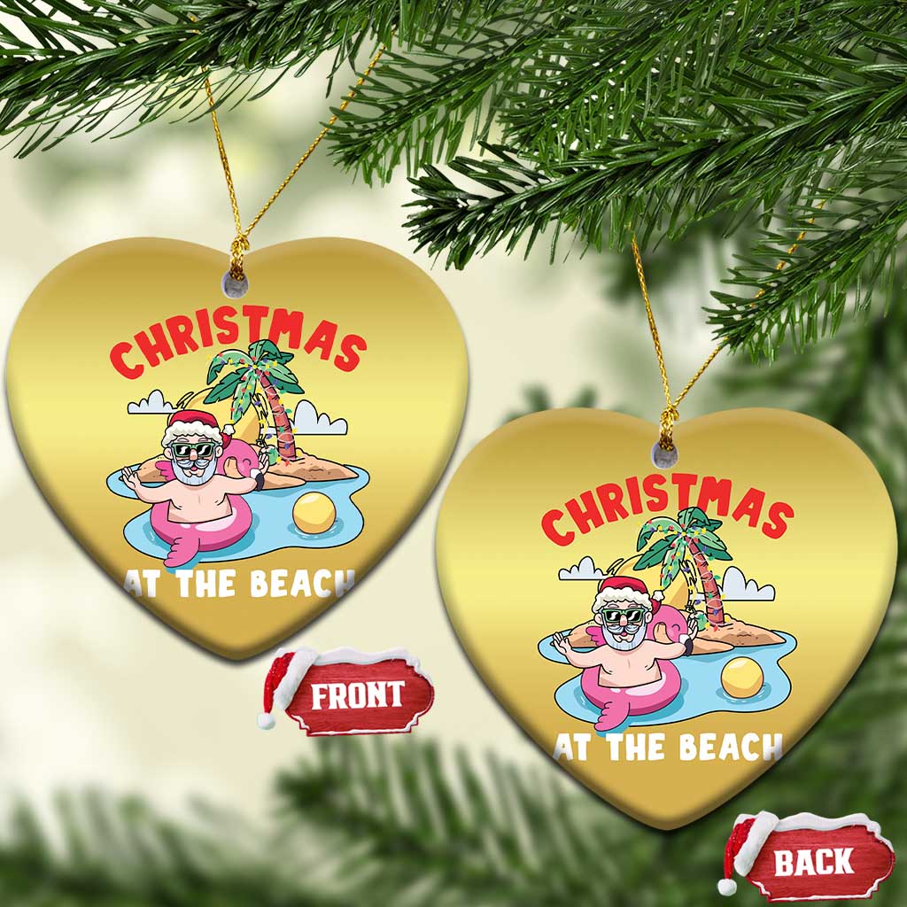 Christmas At The Beach Christmas Ornament Funny Santa Claus Flamingo Float Chilling TS09