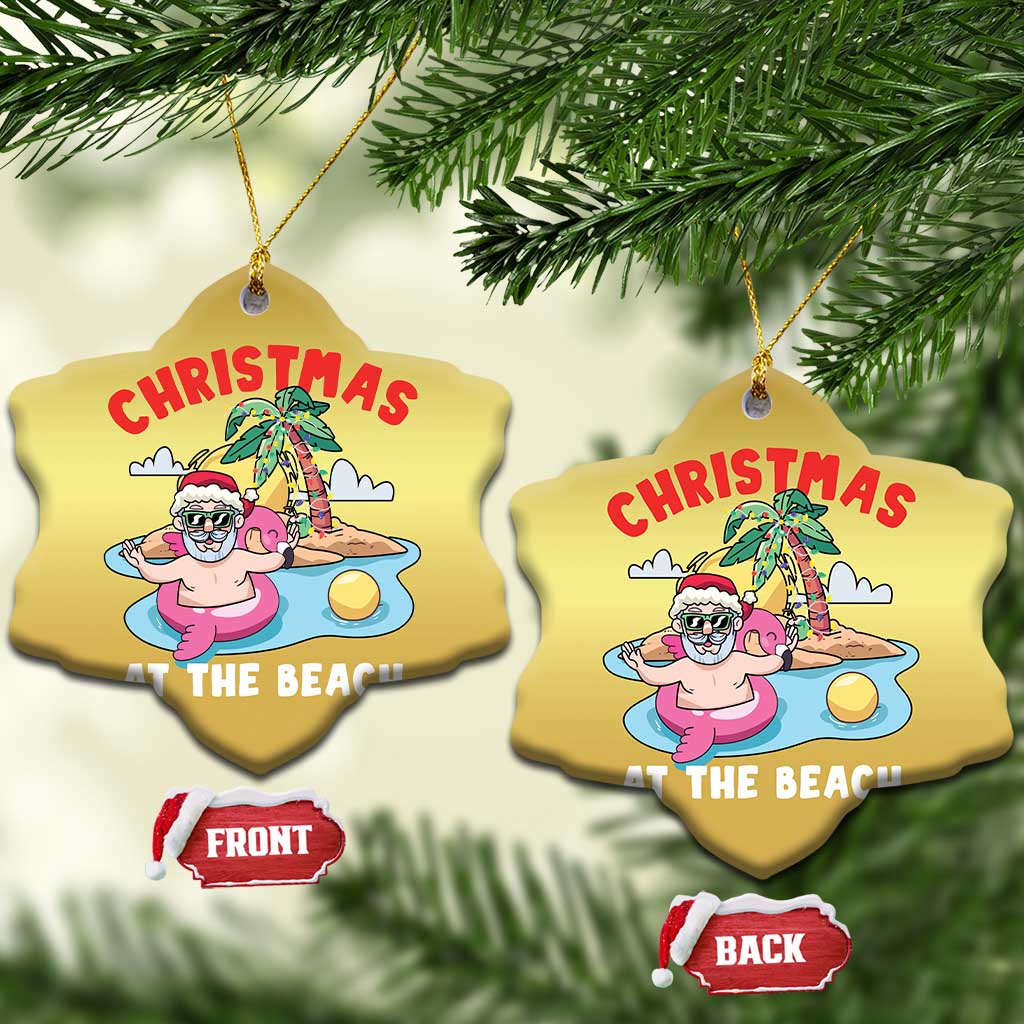 Christmas At The Beach Christmas Ornament Funny Santa Claus Flamingo Float Chilling TS09