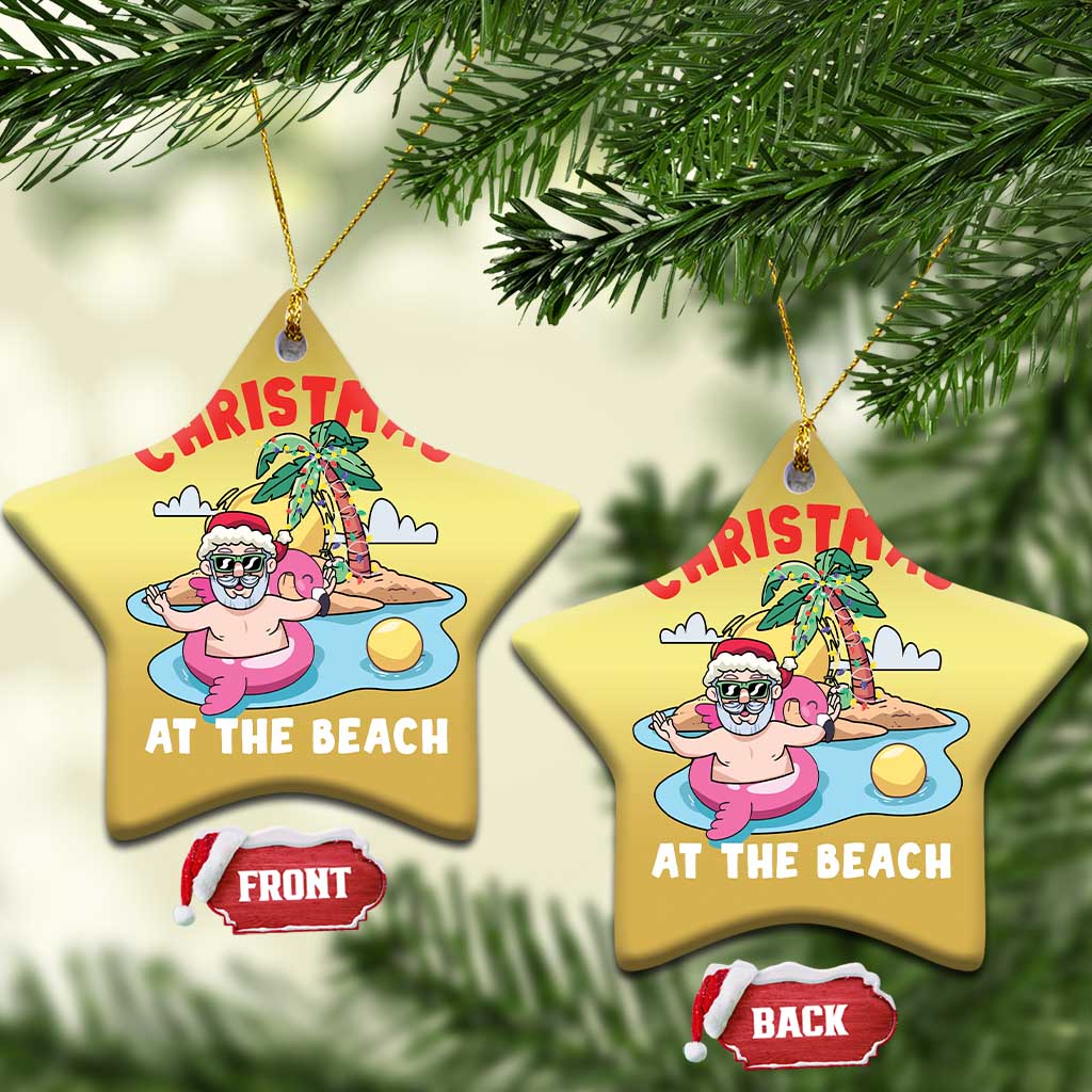 Christmas At The Beach Christmas Ornament Funny Santa Claus Flamingo Float Chilling TS09