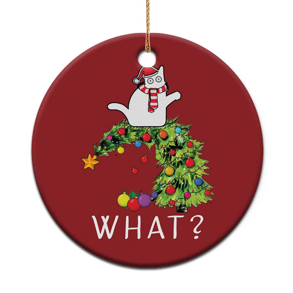 Funny Xmas Cat Christmas Ornament What? Mischievous Cat Pushing Christmas Tree TS09