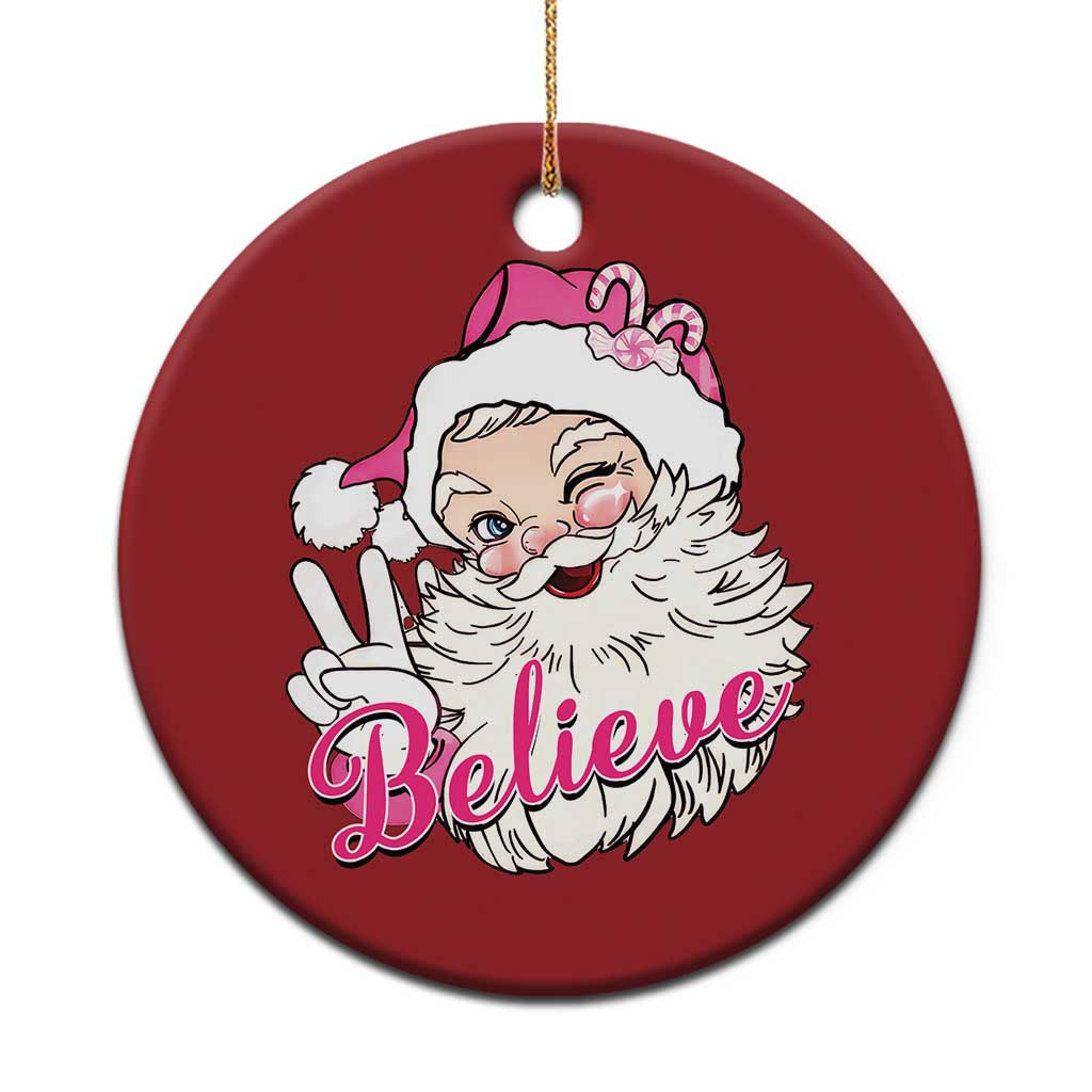 Believe Christmas Vintage Pink Santa Claus Christmas Ornament TS09