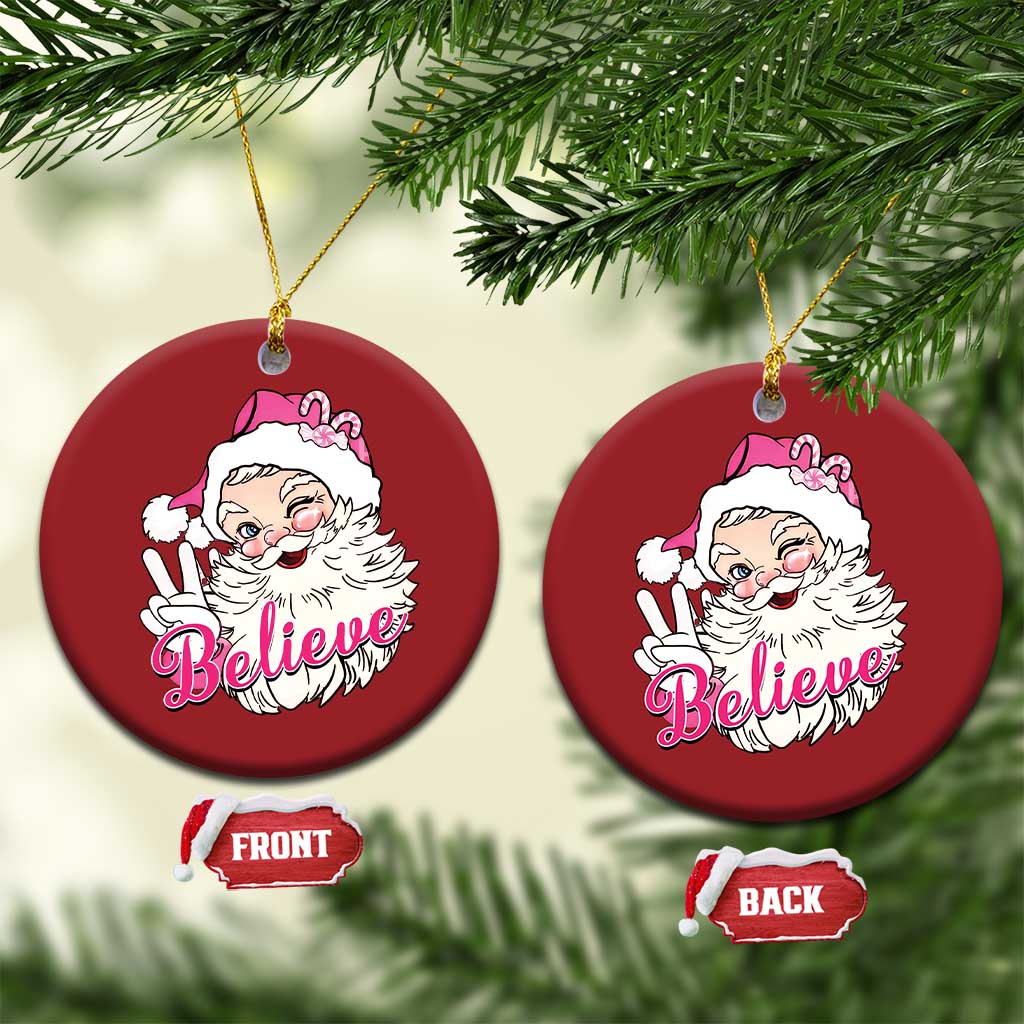 Believe Christmas Vintage Pink Santa Claus Christmas Ornament TS09