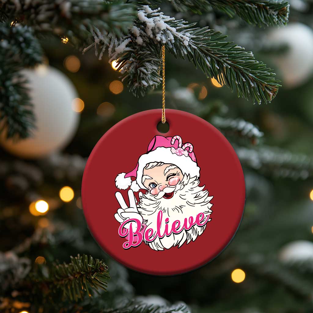 Believe Christmas Vintage Pink Santa Claus Christmas Ornament TS09
