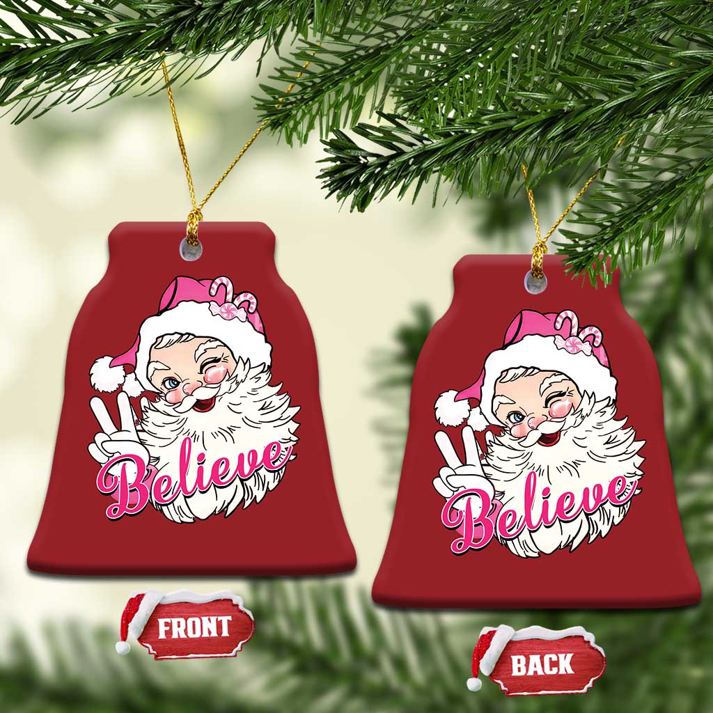 Believe Christmas Vintage Pink Santa Claus Christmas Ornament TS09