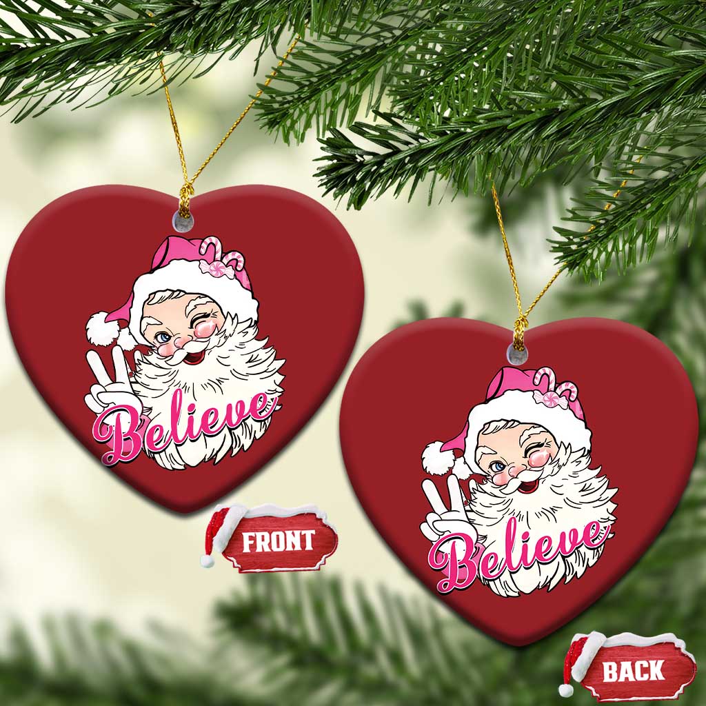 Believe Christmas Vintage Pink Santa Claus Christmas Ornament TS09