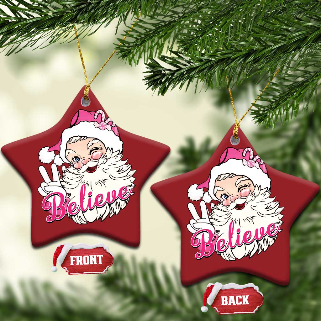Believe Christmas Vintage Pink Santa Claus Christmas Ornament TS09