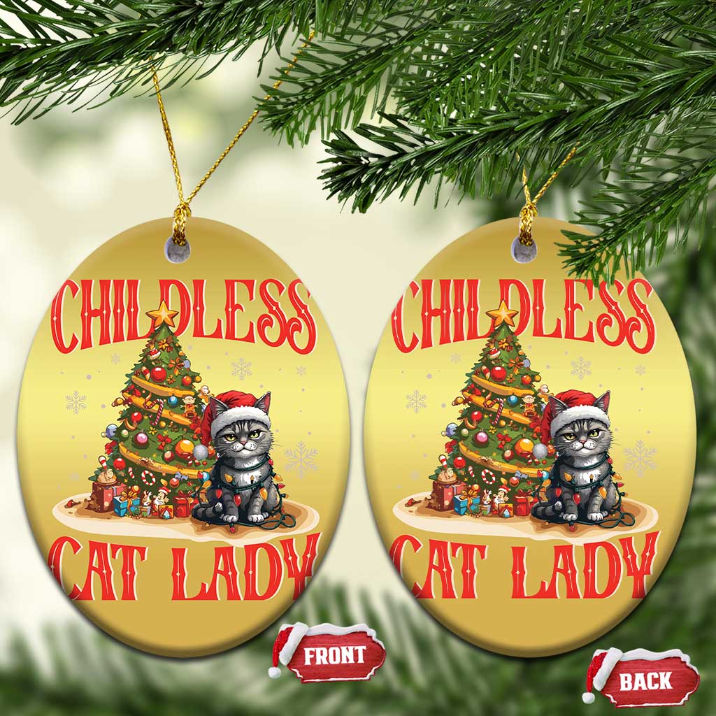 Xmas Childless Cat Lady Christmas Ornament Funny Cat Christmas Light Tree TS09