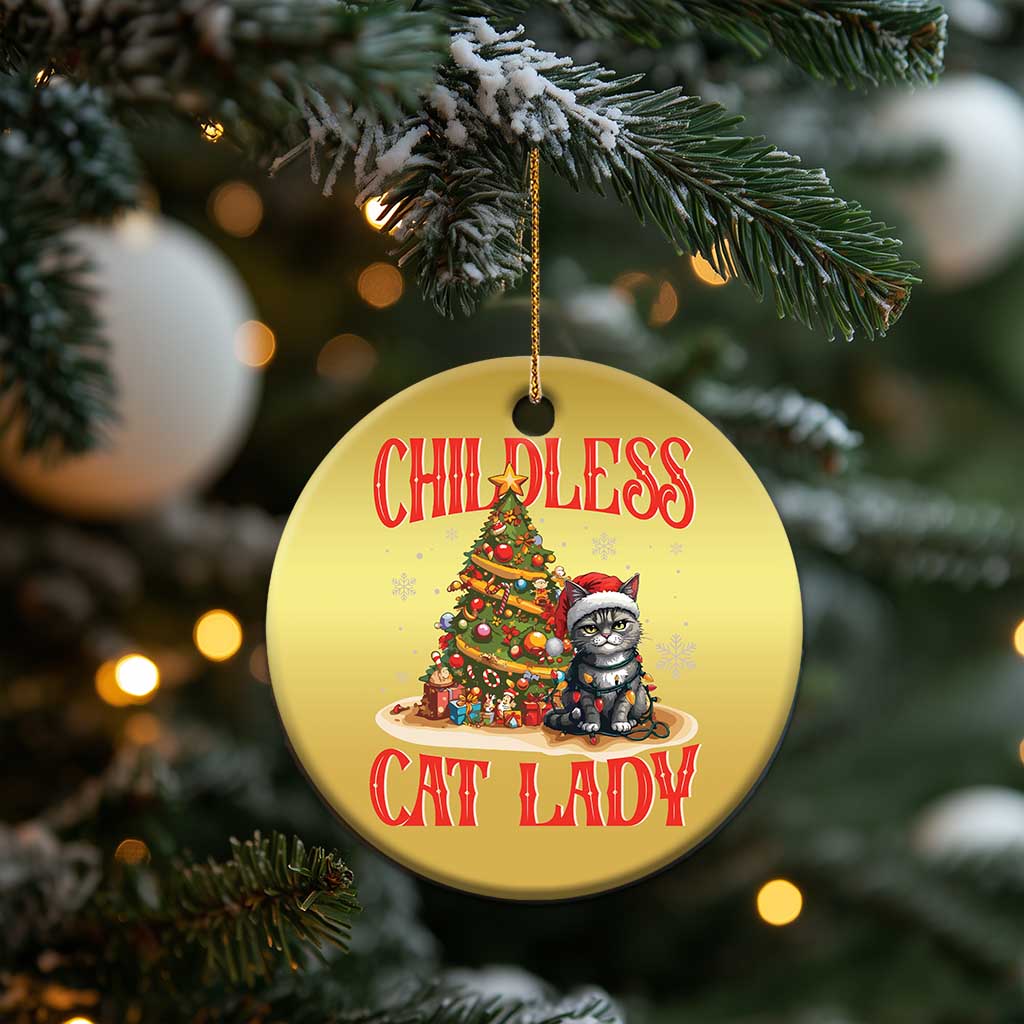 Xmas Childless Cat Lady Christmas Ornament Funny Cat Christmas Light Tree TS09
