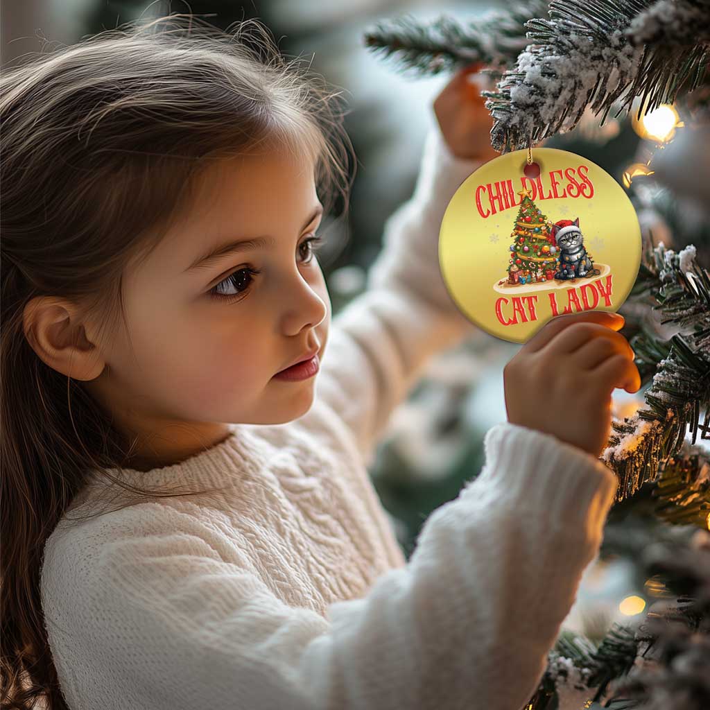 Xmas Childless Cat Lady Christmas Ornament Funny Cat Christmas Light Tree TS09