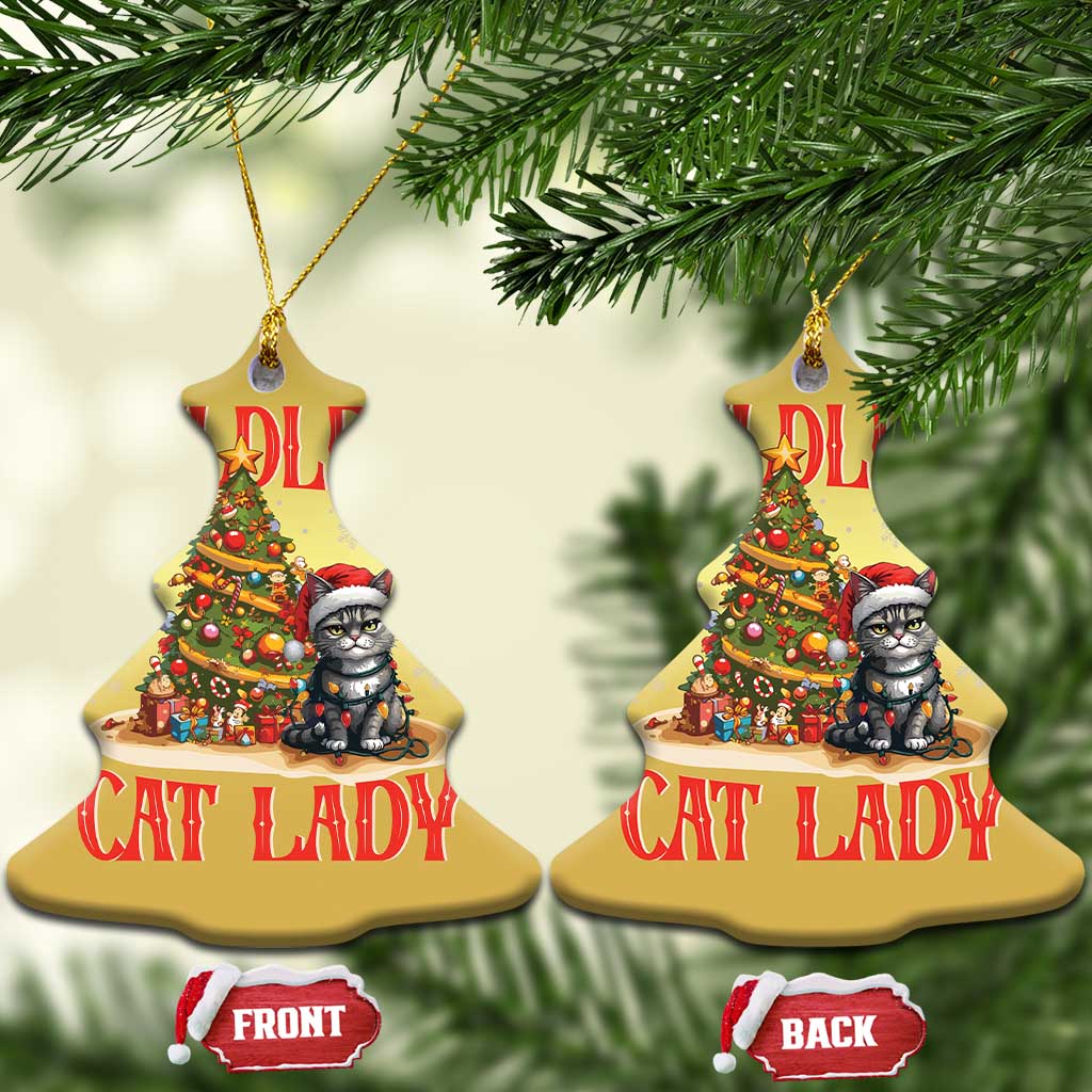 Xmas Childless Cat Lady Christmas Ornament Funny Cat Christmas Light Tree TS09