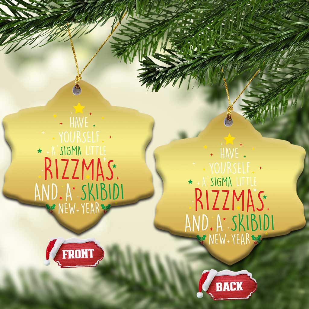 Funny Xmas Christmas Ornament Have Yourself A Sigma Little Rizzmas And A Skibidi New Year TS09
