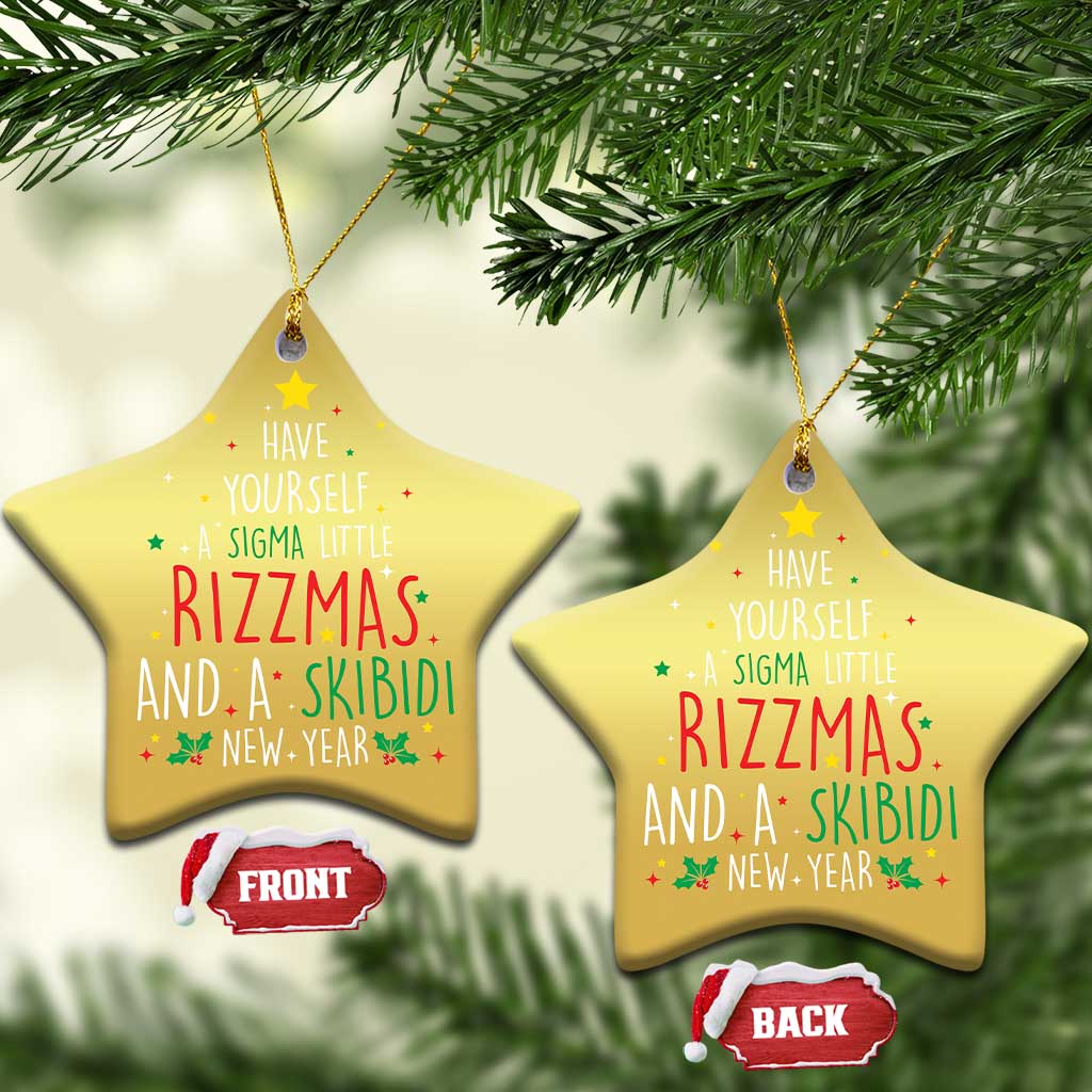 Funny Xmas Christmas Ornament Have Yourself A Sigma Little Rizzmas And A Skibidi New Year TS09