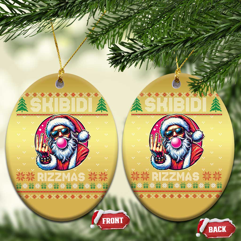 Funny Xmas Christmas Ornament Skibidi Rizzmas Santa Bubble Gum TS09