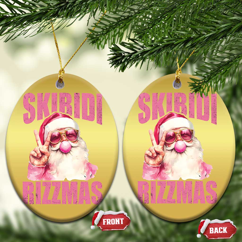 Funny Xmas Christmas Ornament Skibidi Rizzmas Pink Santa Bubble Gum TS09