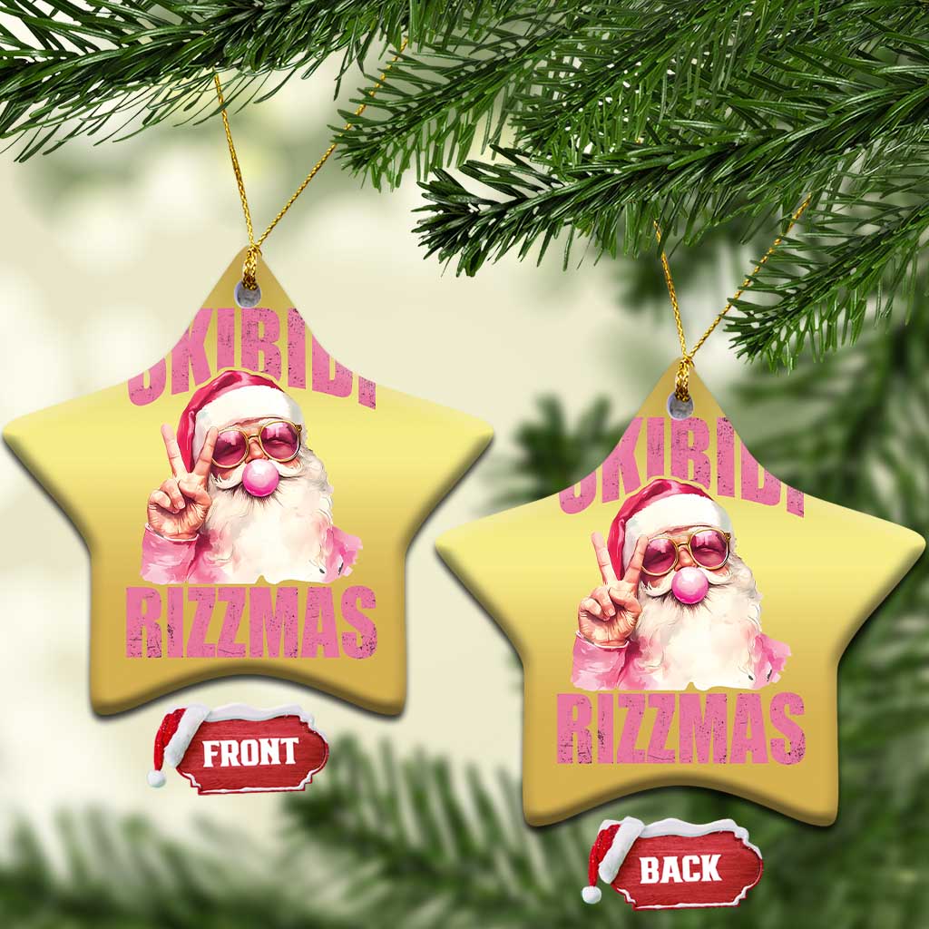 Funny Xmas Christmas Ornament Skibidi Rizzmas Pink Santa Bubble Gum TS09