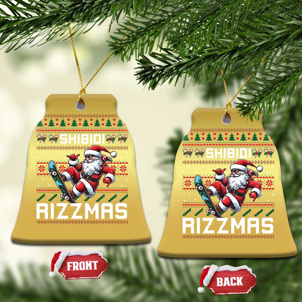 Funny Xmas Christmas Ornament Skibidi Rizzmas Cool Santa Skateboard Rizz TS09