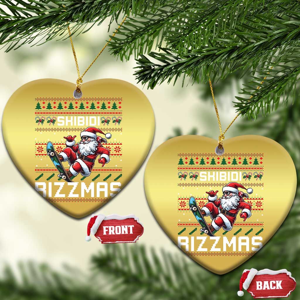 Funny Xmas Christmas Ornament Skibidi Rizzmas Cool Santa Skateboard Rizz TS09