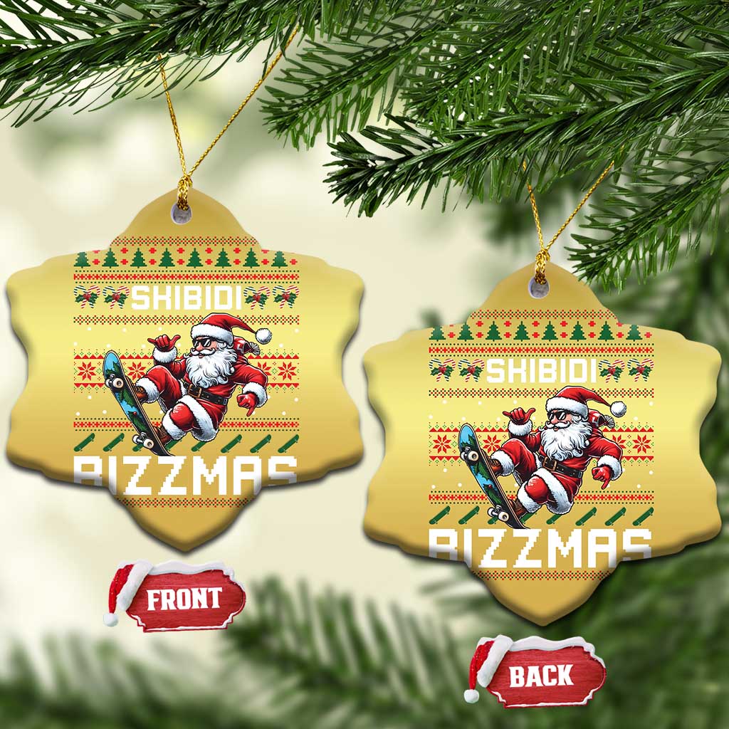 Funny Xmas Christmas Ornament Skibidi Rizzmas Cool Santa Skateboard Rizz TS09