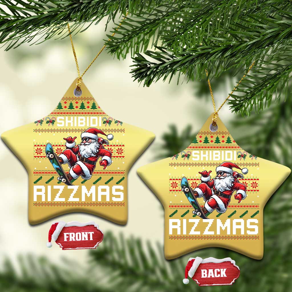 Funny Xmas Christmas Ornament Skibidi Rizzmas Cool Santa Skateboard Rizz TS09