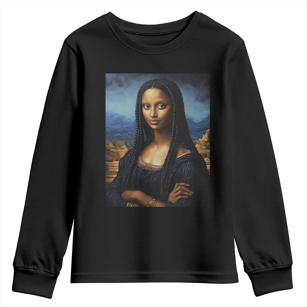 Black Women Pride Youth Sweatshirt Melanin Mona Lisa Afro Queen Aesthetic Black History TS09