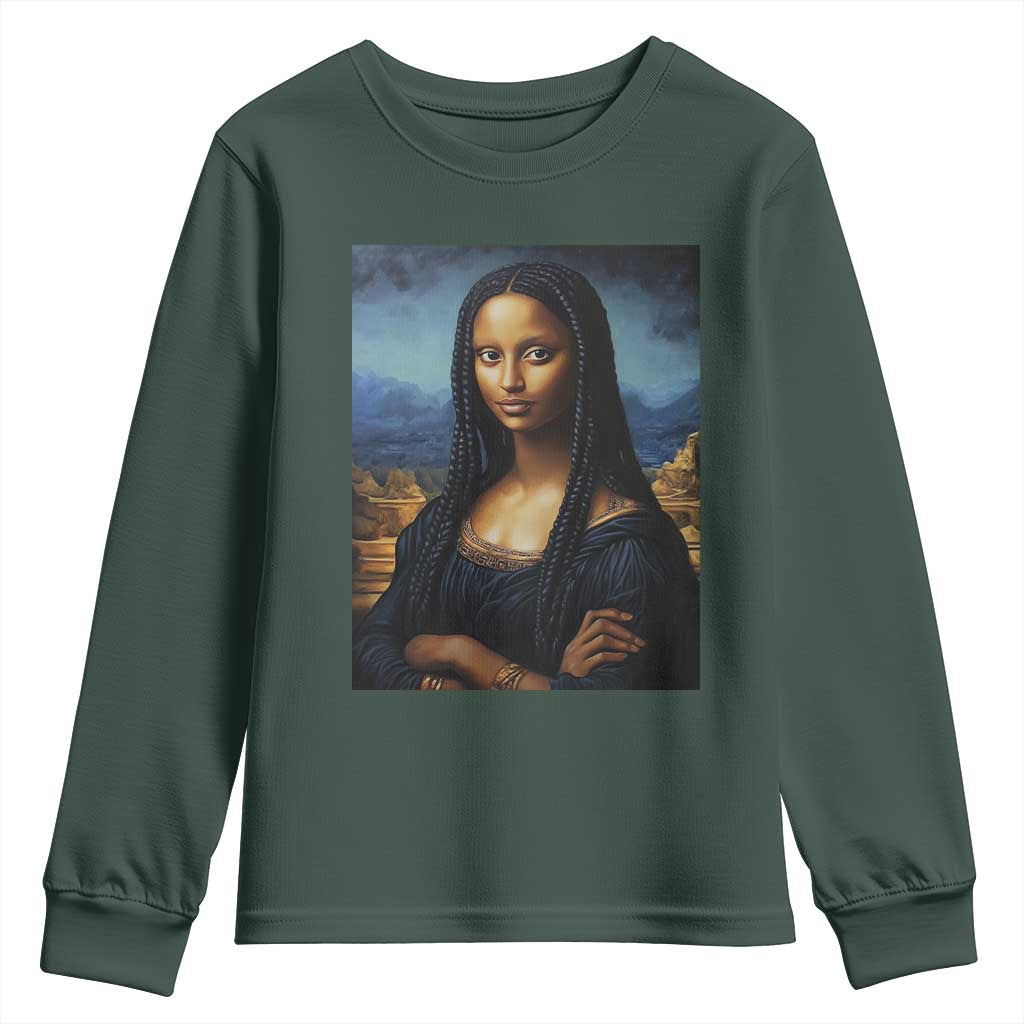 Black Women Pride Youth Sweatshirt Melanin Mona Lisa Afro Queen Aesthetic Black History TS09