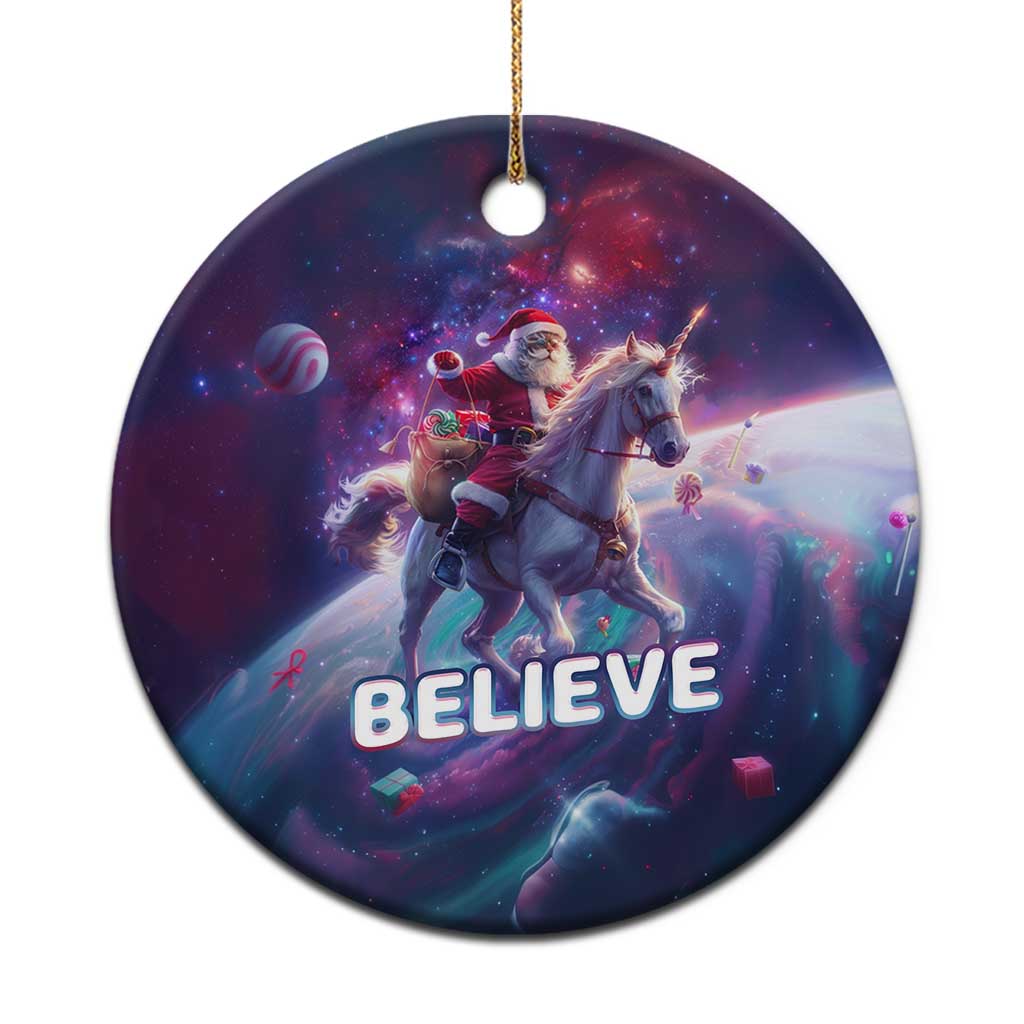 Funny Xmas Cat Christmas Ornament Santa Cat Riding Unicorn Galaxy Outer Space TS09