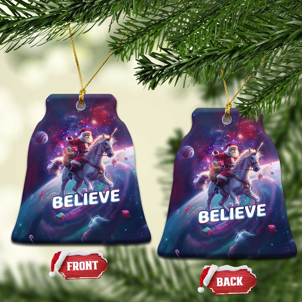 Funny Xmas Cat Christmas Ornament Santa Cat Riding Unicorn Galaxy Outer Space TS09