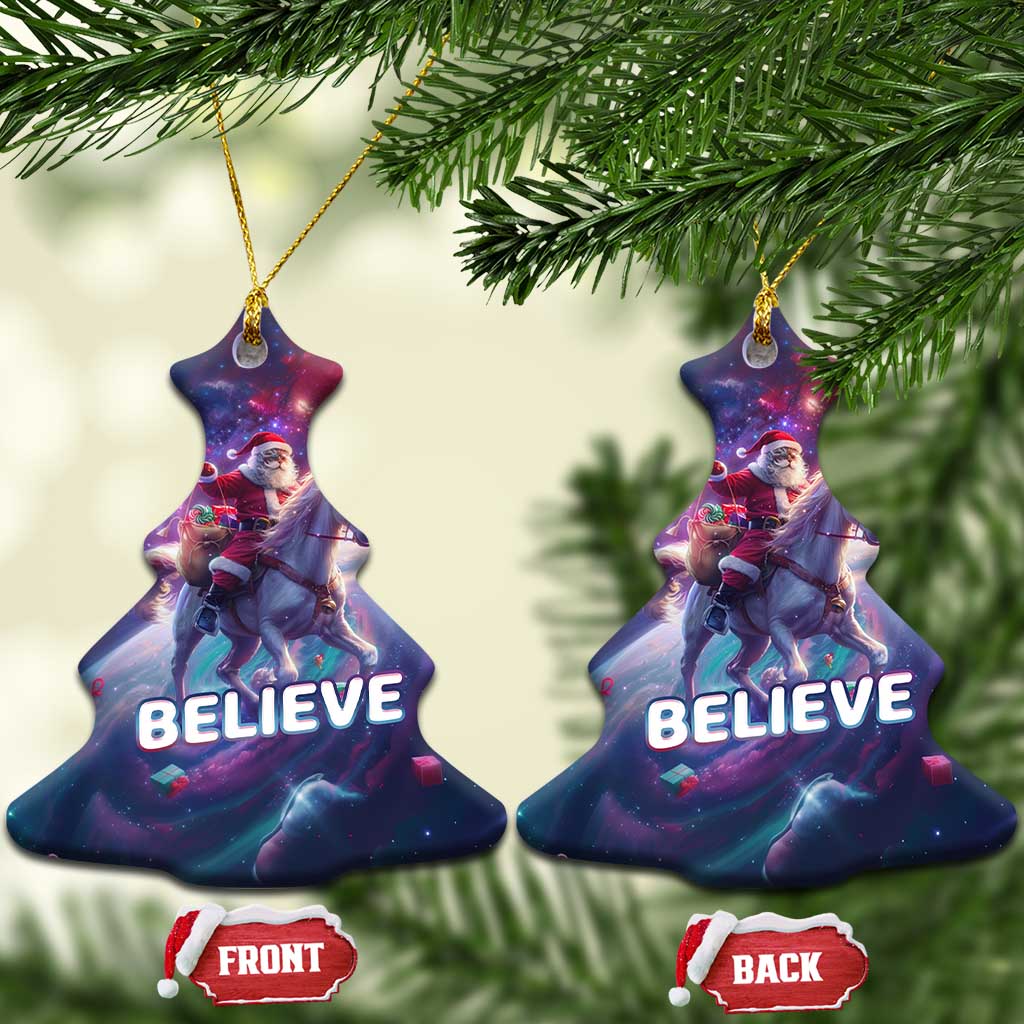 Funny Xmas Cat Christmas Ornament Santa Cat Riding Unicorn Galaxy Outer Space TS09