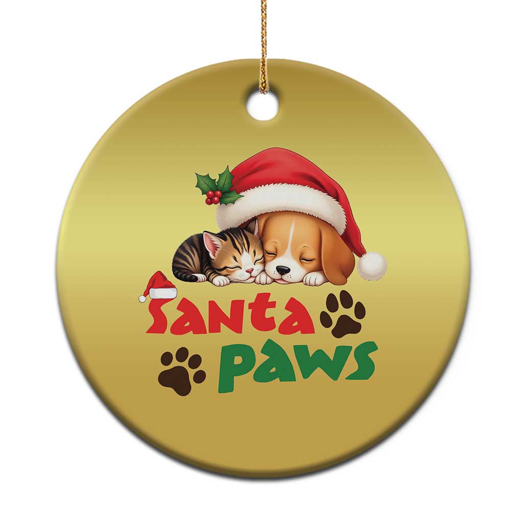Funny Christmas Santa Paws Dogs And Cats Christmas Ornament TS09