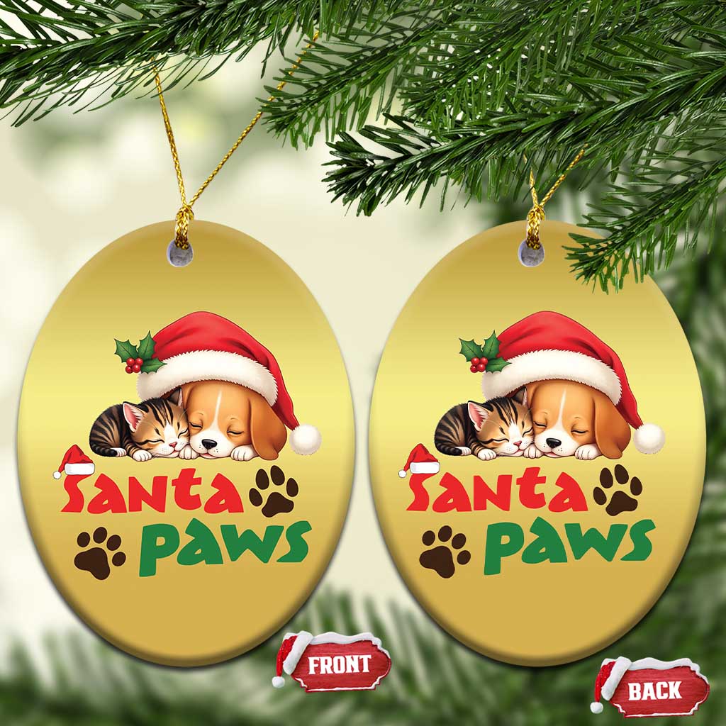 Funny Christmas Santa Paws Dogs And Cats Christmas Ornament TS09