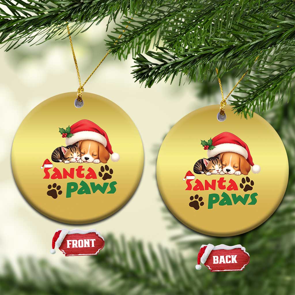 Funny Christmas Santa Paws Dogs And Cats Christmas Ornament TS09