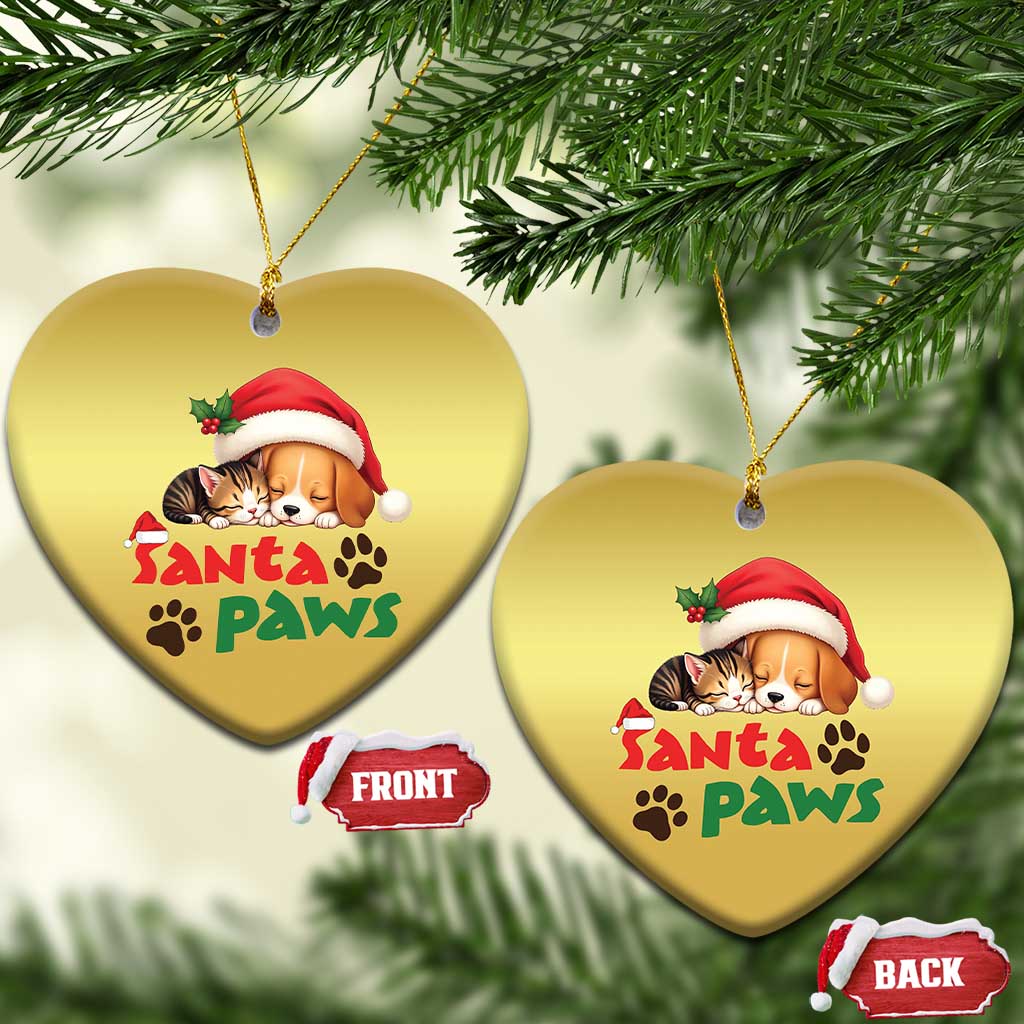 Funny Christmas Santa Paws Dogs And Cats Christmas Ornament TS09