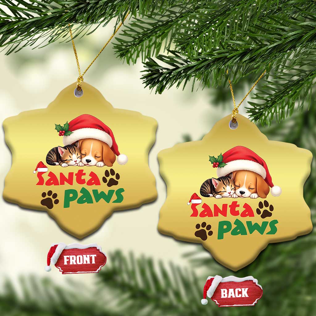 Funny Christmas Santa Paws Dogs And Cats Christmas Ornament TS09