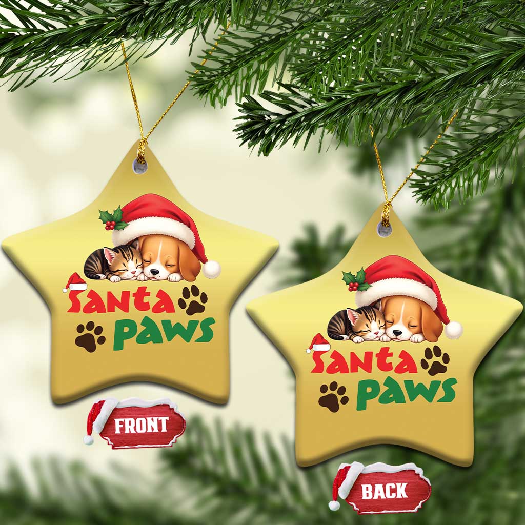 Funny Christmas Santa Paws Dogs And Cats Christmas Ornament TS09
