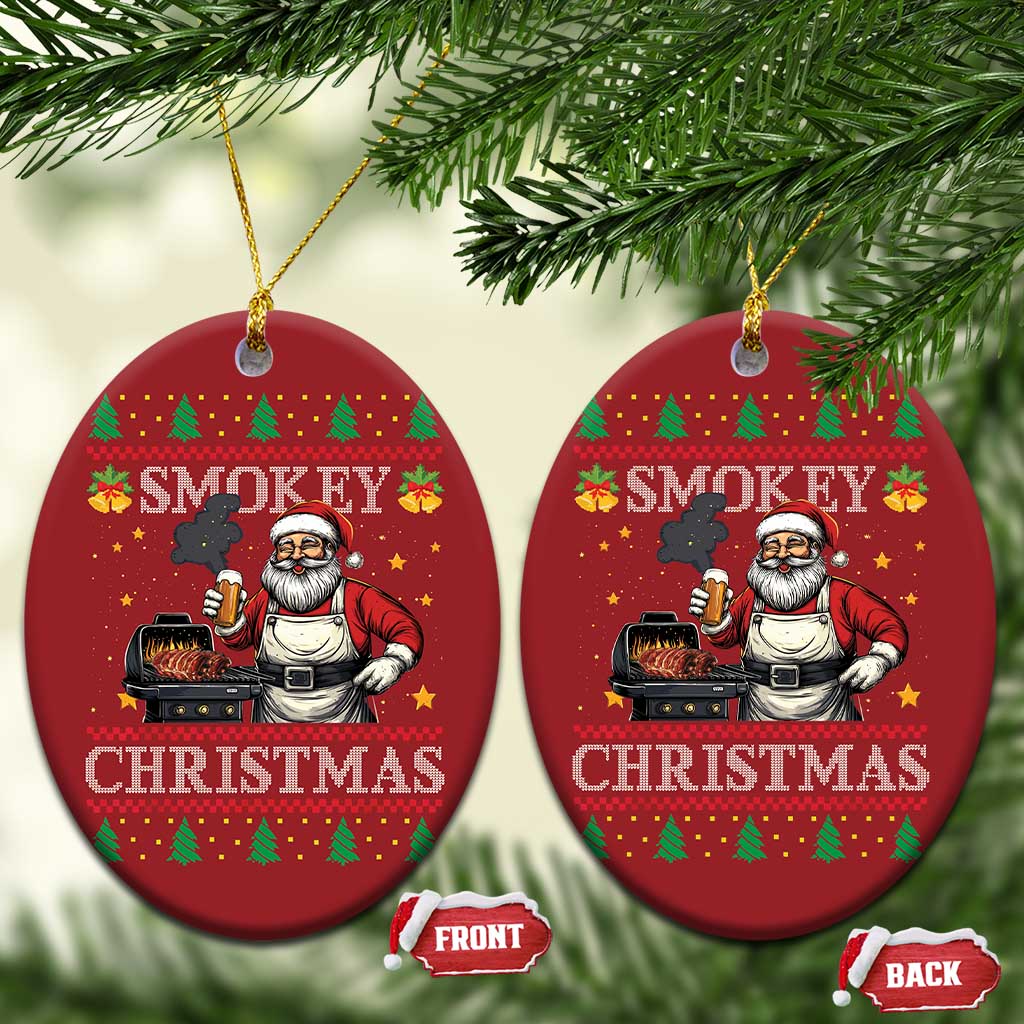 Funny Xmas Grilling Christmas Ornament Smokey Xmas BBQ Santa Grill Roast On Smoker TS09